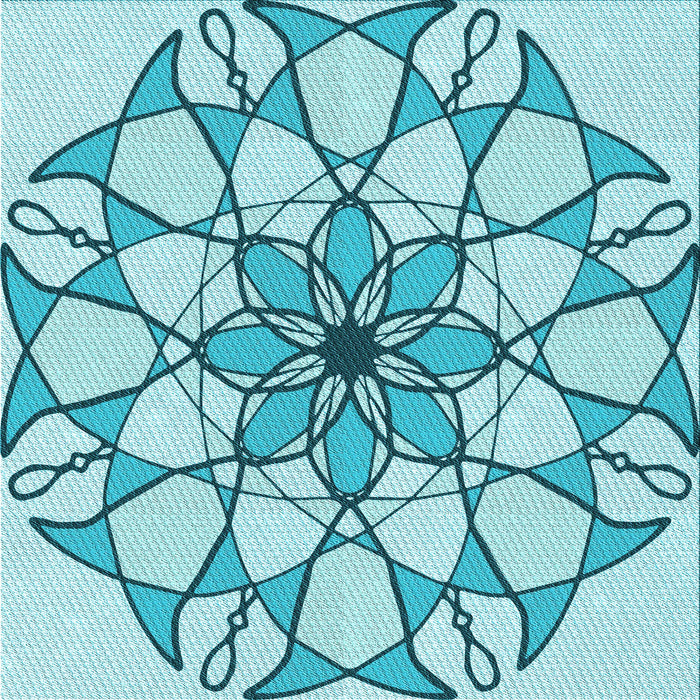 Round Patterned Blue Rug, pat753lblu