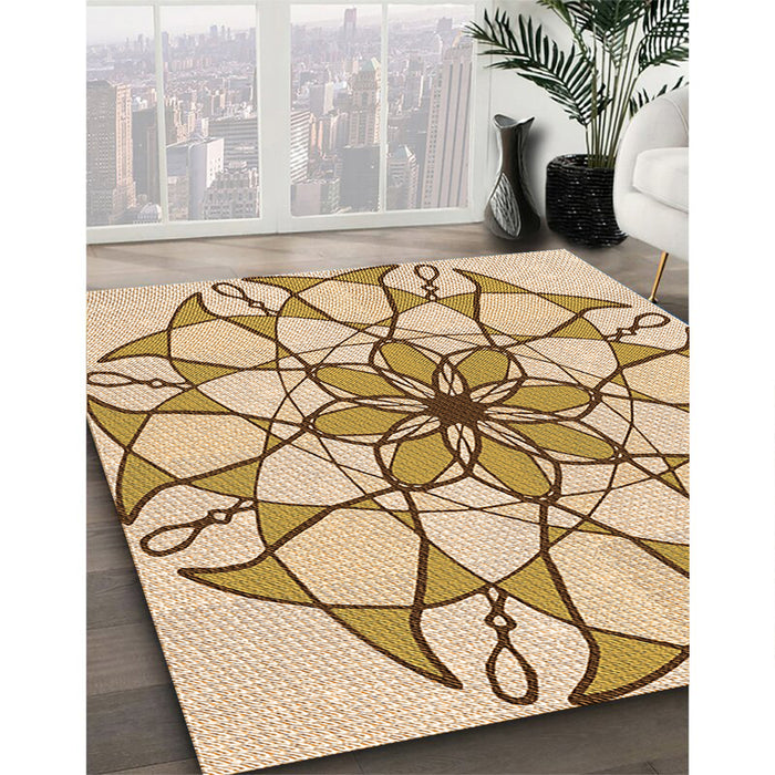 Machine Washable Transitional Khaki Gold Rug in a Family Room, wshpat753org