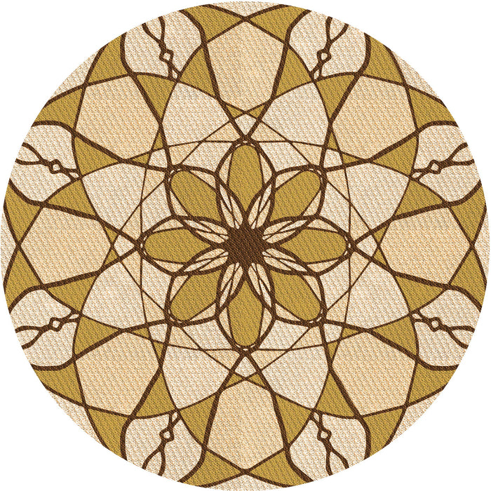 Square Patterned Khaki Gold Rug, pat753org