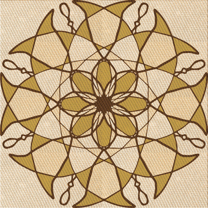 Round Patterned Khaki Gold Rug, pat753org