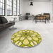 Round Patterned Dark Golden Brown Rug in a Office, pat753yw