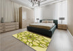 Patterned Dark Golden Brown Rug in a Bedroom, pat753yw