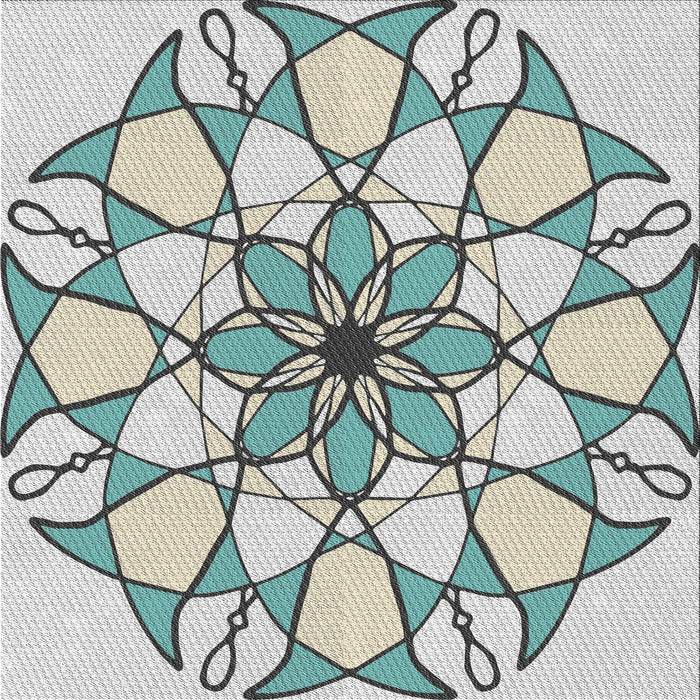 Square Patterned Light Rose Green Novelty Rug, pat753