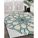 Patterned Light Rose Green Novelty Rug in Family Room, pat753