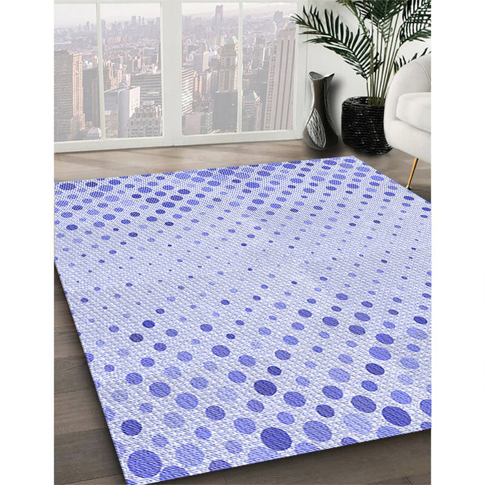 Patterned Lavender Blue Rug in Family Room, pat755blu
