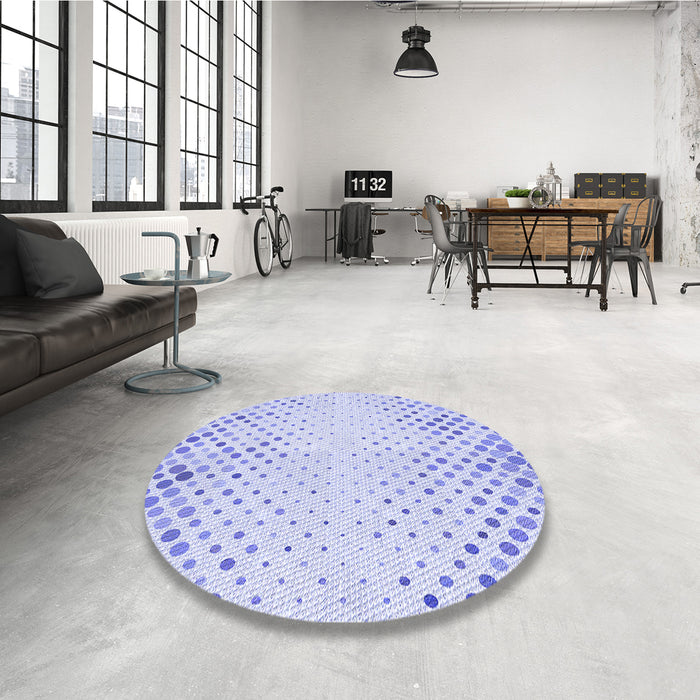 Round Patterned Lavender Blue Rug in a Office, pat755blu