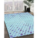 Machine Washable Transitional Iceberg Blue Rug in a Family Room, wshpat755lblu