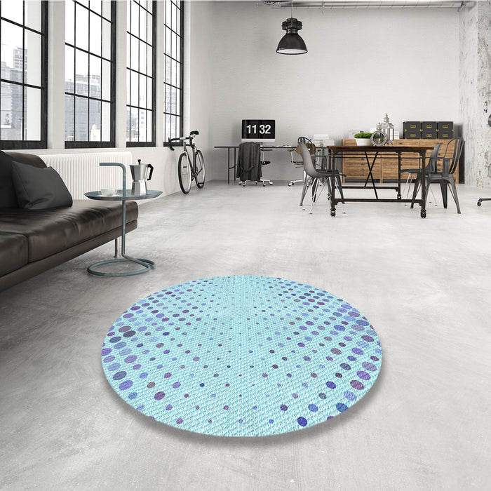Round Patterned Iceberg Blue Rug in a Office, pat755lblu