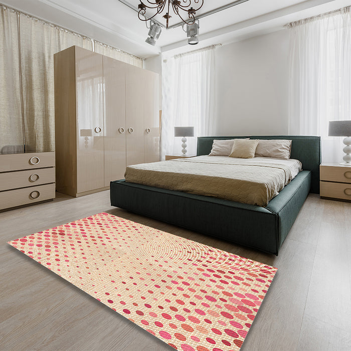 Patterned Orange Rug in a Bedroom, pat755org