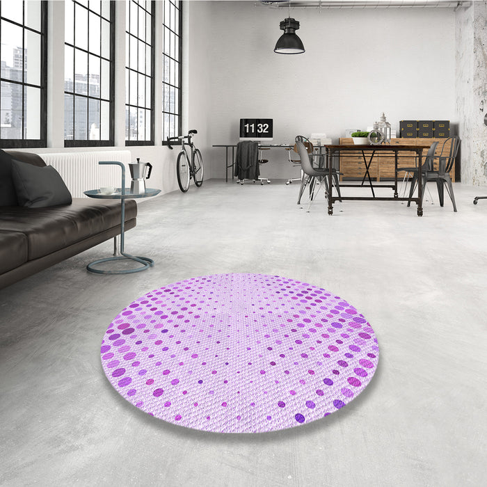 Round Patterned Purple Rug in a Office, pat755pur