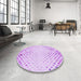 Round Patterned Purple Rug in a Office, pat755pur