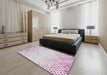 Patterned Off-White Novelty Rug in a Bedroom, pat755