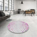 Round Patterned Off-White Novelty Rug in a Office, pat755