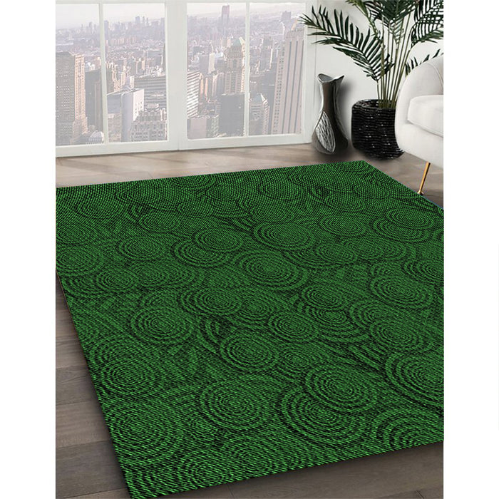 Patterned Green Rug in Family Room, pat756grn