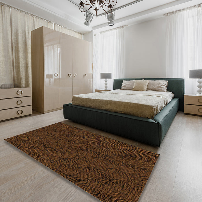 Patterned Saddle Brown Rug in a Bedroom, pat756org