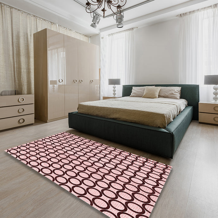 Round Machine Washable Transitional Pink Rug in a Office, wshpat757rd