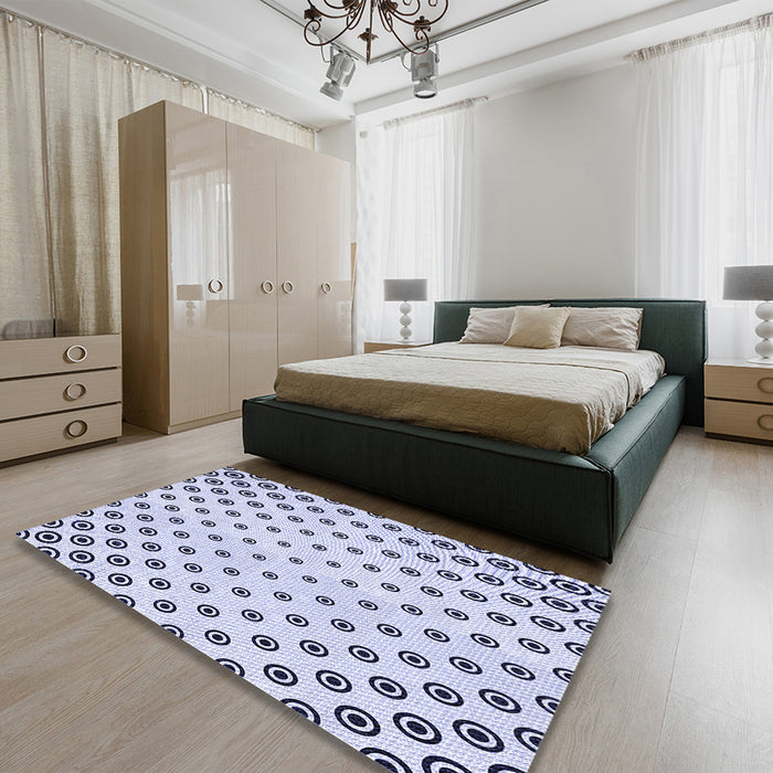 Patterned Lavender Blue Rug in a Bedroom, pat758blu
