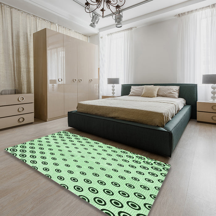 Patterned Mint Green Rug in a Bedroom, pat758grn