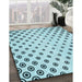 Patterned Seafoam Green Rug in Family Room, pat758lblu