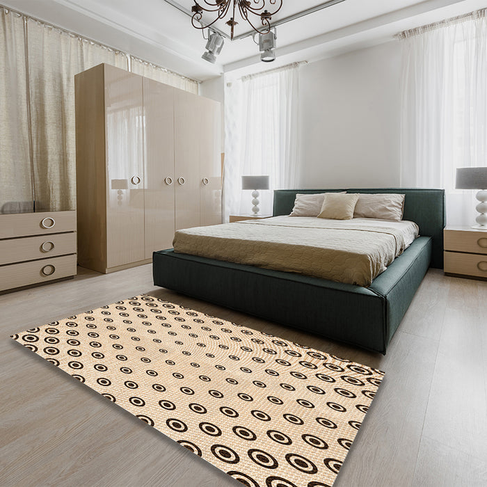 Patterned Copper Brown Rug in a Bedroom, pat758org