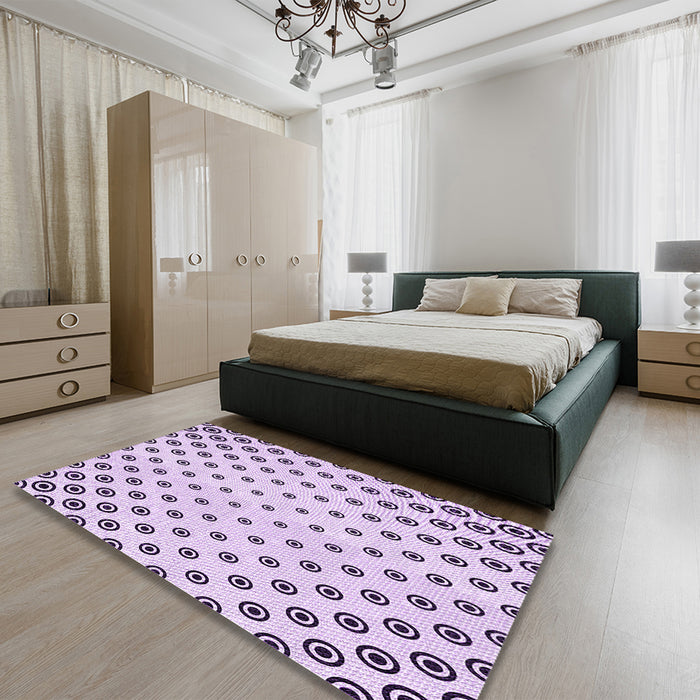 Round Machine Washable Transitional Purple Flower Purple Rug in a Office, wshpat758pur