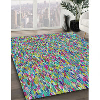 Patterned Blue Green Modern Rug, pat75