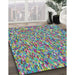 Patterned Blue Green Modern Rug in Family Room, pat75