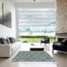 Square Machine Washable Transitional Blue Green Rug in a Living Room, wshpat75