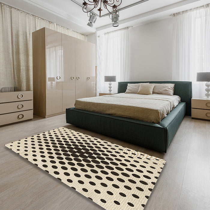 Patterned Vanilla Gold Rug in a Bedroom, pat761brn