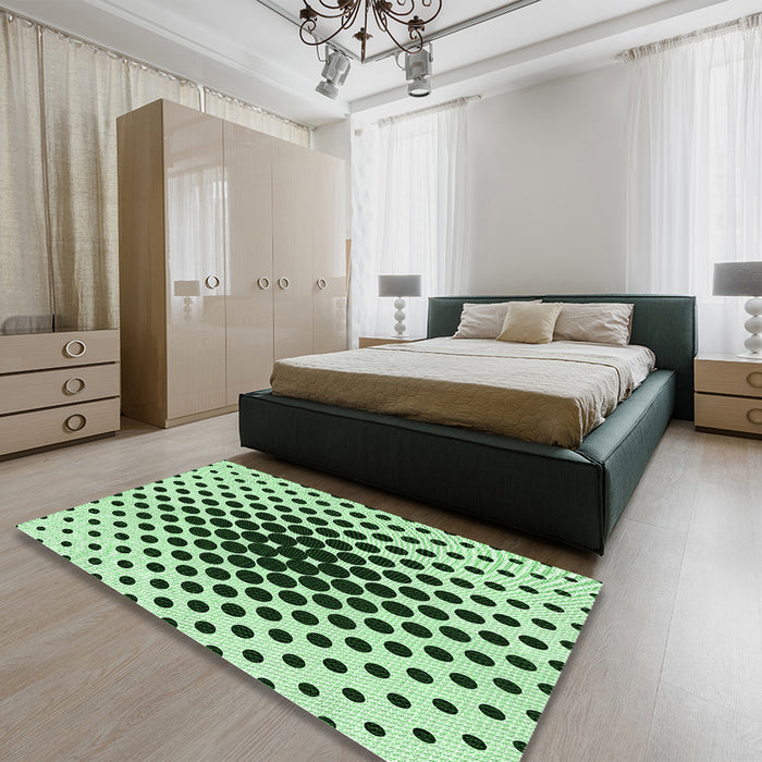 Patterned Mint Green Rug in a Bedroom, pat761grn