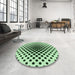 Round Patterned Mint Green Rug in a Office, pat761grn