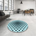 Round Patterned Blue Rug in a Office, pat761lblu