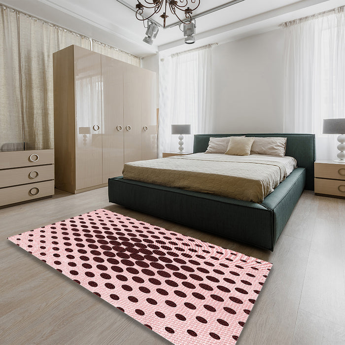 Patterned Brown Red Rug in a Bedroom, pat761rd