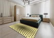 Patterned Dark Bronze Brown Rug in a Bedroom, pat761yw