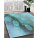 Machine Washable Transitional Deep-Sea Green Rug in a Family Room, wshpat762lblu