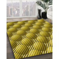 Patterned Dark Bronze Brown Rug, pat763yw