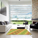 Machine Washable Transitional Neon Yellow Green Rug in a Kitchen, wshpat764brn