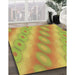 Machine Washable Transitional Neon Yellow Green Rug in a Family Room, wshpat764brn