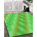 Machine Washable Transitional Neon Green Rug in a Family Room, wshpat764grn