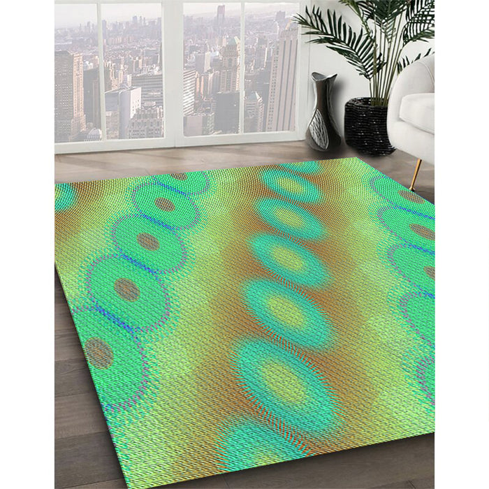 Machine Washable Transitional Green Rug in a Family Room, wshpat764lblu