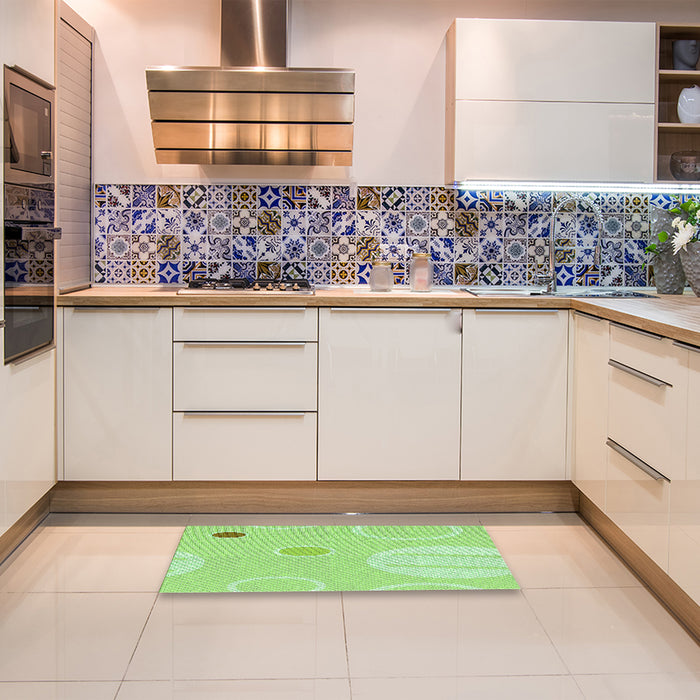 Patterned Green Rug in a Kitchen, pat766grn