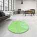 Round Patterned Green Rug in a Office, pat766grn