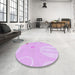 Round Patterned Violet Purple Rug in a Office, pat766pur
