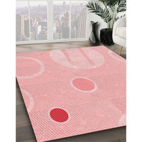 Patterned Pastel Red Pink Rug, pat766rd