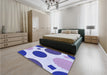 Patterned Royal Blue Rug in a Bedroom, pat767blu