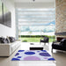 Square Patterned Royal Blue Rug in a Living Room, pat767blu