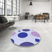 Round Patterned Royal Blue Rug in a Office, pat767blu