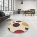 Round Patterned Khaki Gold Rug in a Office, pat767brn