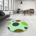 Round Patterned Light Green Rug in a Office, pat767grn