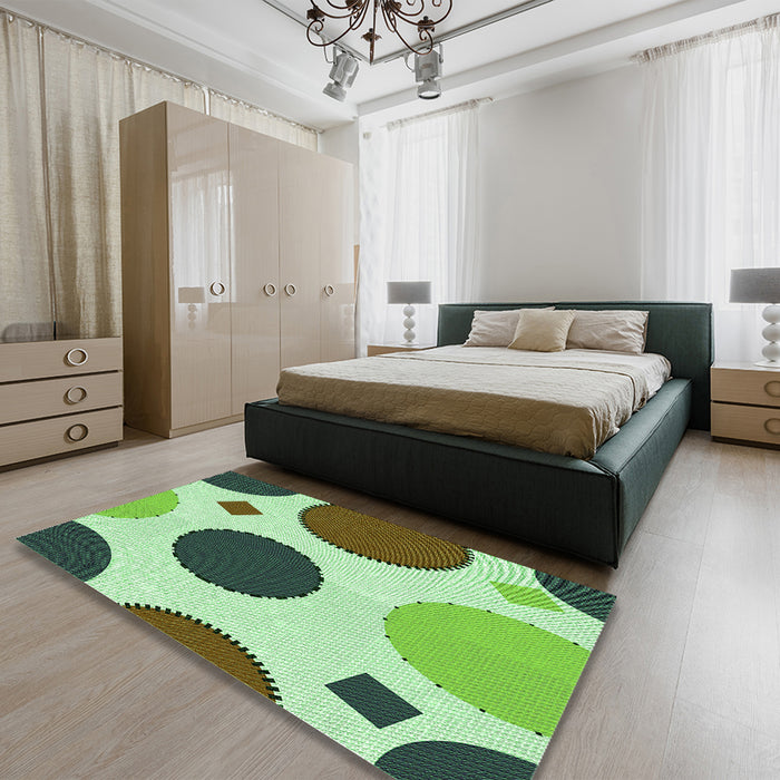 Patterned Light Green Rug in a Bedroom, pat767grn